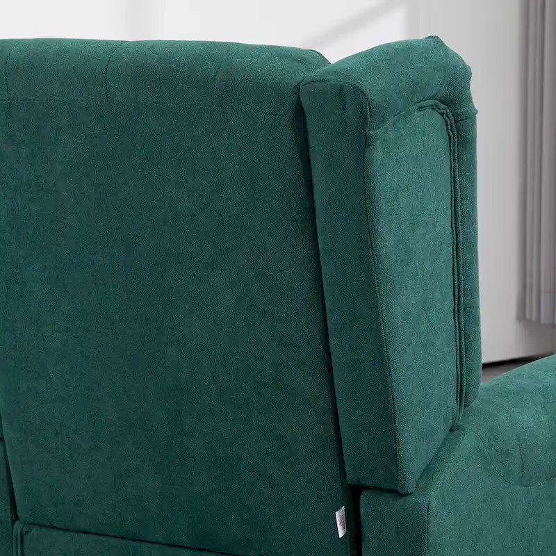 Fauteuil d'appoint haut capitonné avec pieds en bois, vert foncé