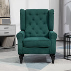 Fauteuil d'appoint haut capitonné avec pieds en bois, vert foncé