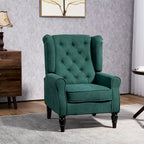 Fauteuil d'appoint haut capitonné avec pieds en bois, vert foncé