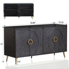 Bahut buffet moderne à 4 portes avec pieds en métal, couleur champagne