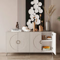 Bahut buffet moderne à 4 portes avec pieds en métal, couleur champagne