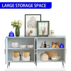 Bahut buffet moderne à 4 portes avec pieds en métal, couleur champagne