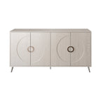 Bahut buffet moderne à 4 portes avec pieds en métal, couleur champagne