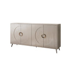 Bahut buffet moderne à 4 portes avec pieds en métal, couleur champagne