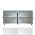Bahut buffet moderne à 4 portes avec pieds en métal, couleur champagne