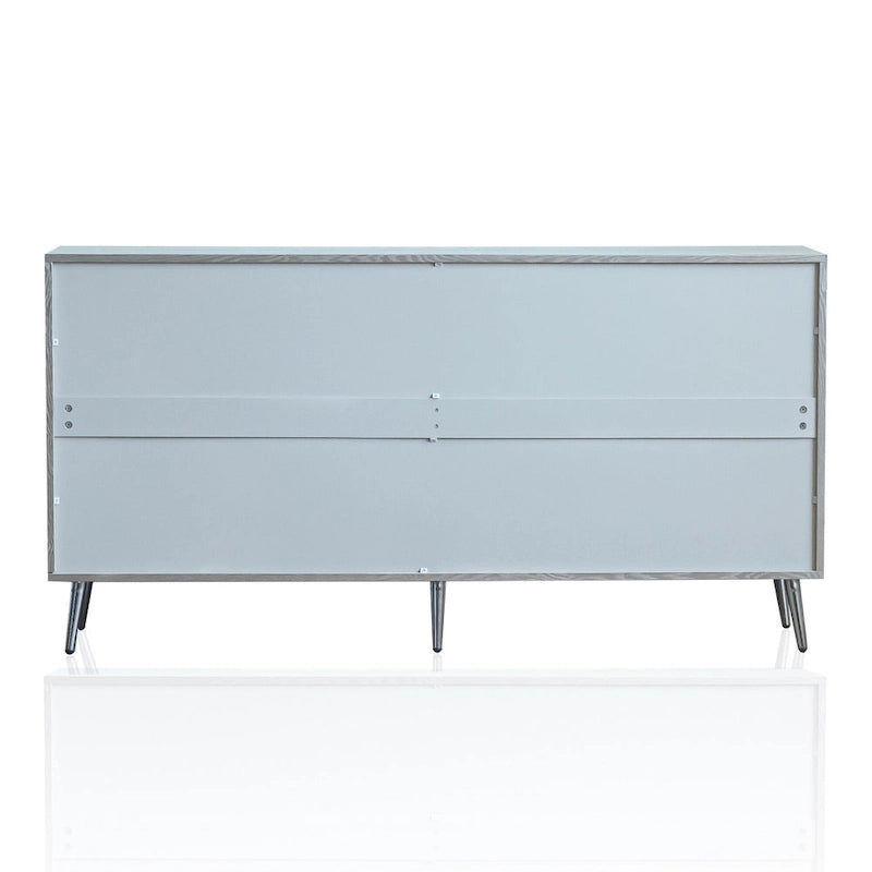 Bahut buffet moderne à 4 portes avec pieds en métal, couleur champagne