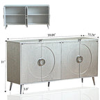 Bahut buffet moderne à 4 portes avec pieds en métal, couleur champagne