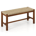 Banc en bois d'hévéa de 101,6 cm avec assise en jonc de mer tressé, noyer / naturel