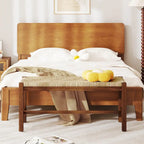 Banc en bois d'hévéa de 101,6 cm avec assise en jonc de mer tressé, noyer / naturel