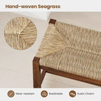 Banc en bois d'hévéa de 101,6 cm avec assise en jonc de mer tressé, noyer / naturel