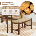 Banc en bois d'hévéa de 101,6 cm avec assise en jonc de mer tressé, noyer / naturel