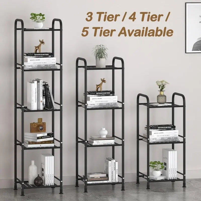 Étagère étroite à 5 niveaux en métal, noir/blanc