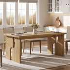 Table de salle à manger rectangulaire 160 cm, marron clair, 4 à 6 places