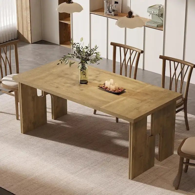 Table de salle à manger rectangulaire 160 cm, marron clair, 4 à 6 places