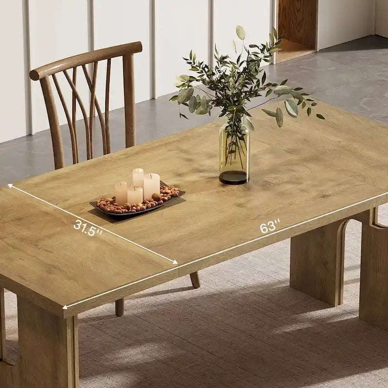Table de salle à manger rectangulaire 160 cm, marron clair, 4 à 6 places