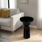 Table d'appoint ronde en bois de manguier de 30,5 cm avec pied tourné, noir mat