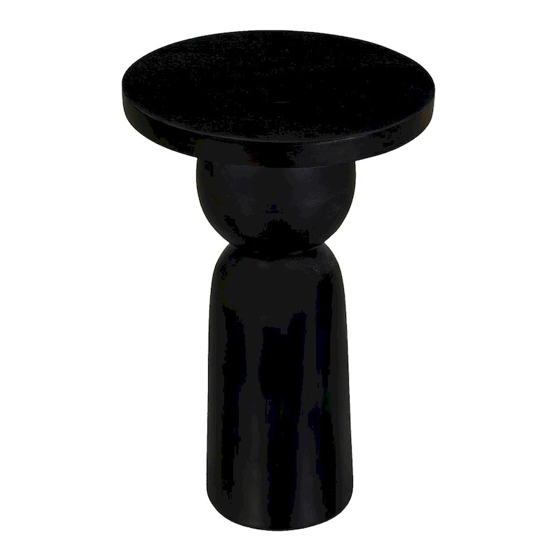 Table d'appoint ronde en bois de manguier de 30,5 cm avec pied tourné, noir mat