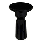 Table d'appoint ronde en bois de manguier de 30,5 cm avec pied tourné, noir mat