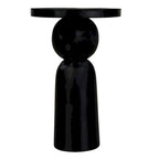 Table d'appoint ronde en bois de manguier de 30,5 cm avec pied tourné, noir mat