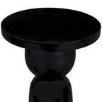 Table d'appoint ronde en bois de manguier de 30,5 cm avec pied tourné, noir mat
