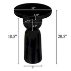 Table d'appoint ronde en bois de manguier de 30,5 cm avec pied tourné, noir mat
