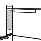 Lit de repos en métal avec bureau mobile, étagères grillagées et portant, blanc / noir, simple / double