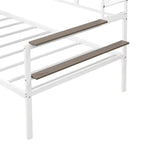 Lit de repos en métal avec bureau mobile, étagères grillagées et portant, blanc / noir, simple / double