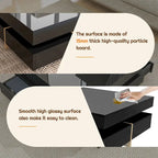 Table basse laquée avec 4 tiroirs, Noir / Blanc
