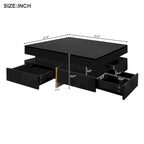 Table basse laquée avec 4 tiroirs, Noir / Blanc