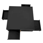 Table basse laquée avec 4 tiroirs, Noir / Blanc