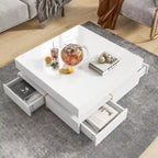 Table basse laquée avec 4 tiroirs, Noir / Blanc