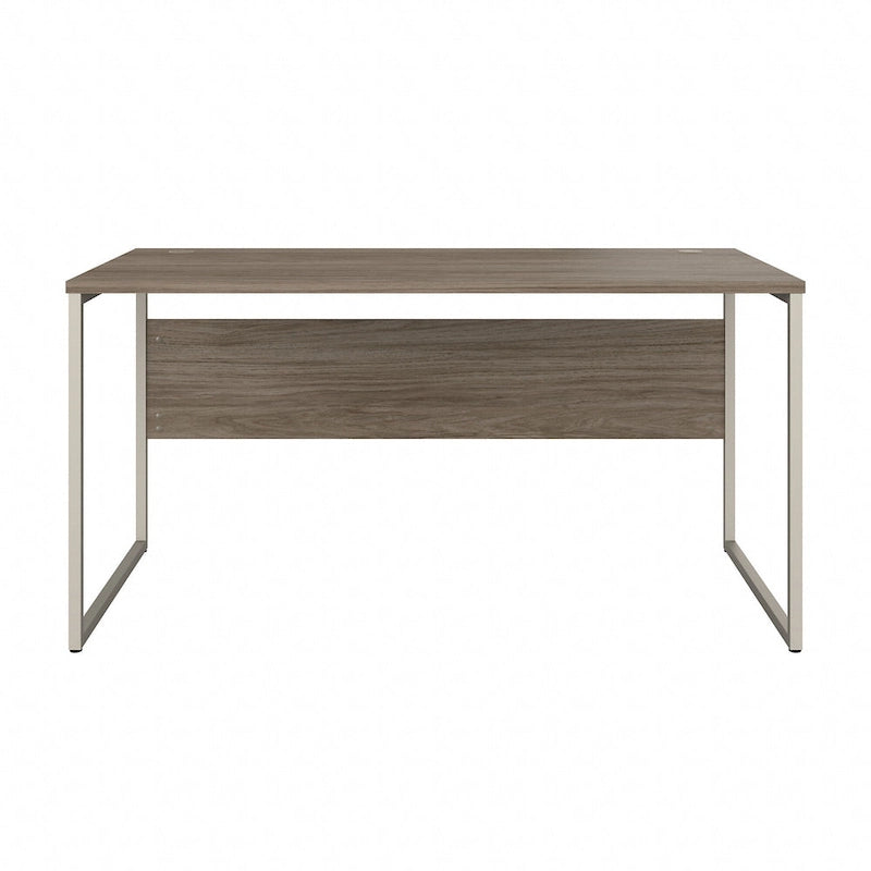 Bureau informatique de 60 po avec pattes en métal et gestion des câbles, hickory moderne / noyer noir / gris platine / gris orage / blanc