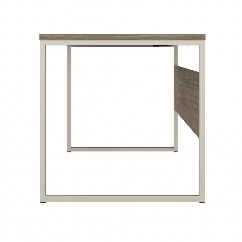 Bureau informatique de 60 po avec pattes en métal et gestion des câbles, hickory moderne / noyer noir / gris platine / gris orage / blanc