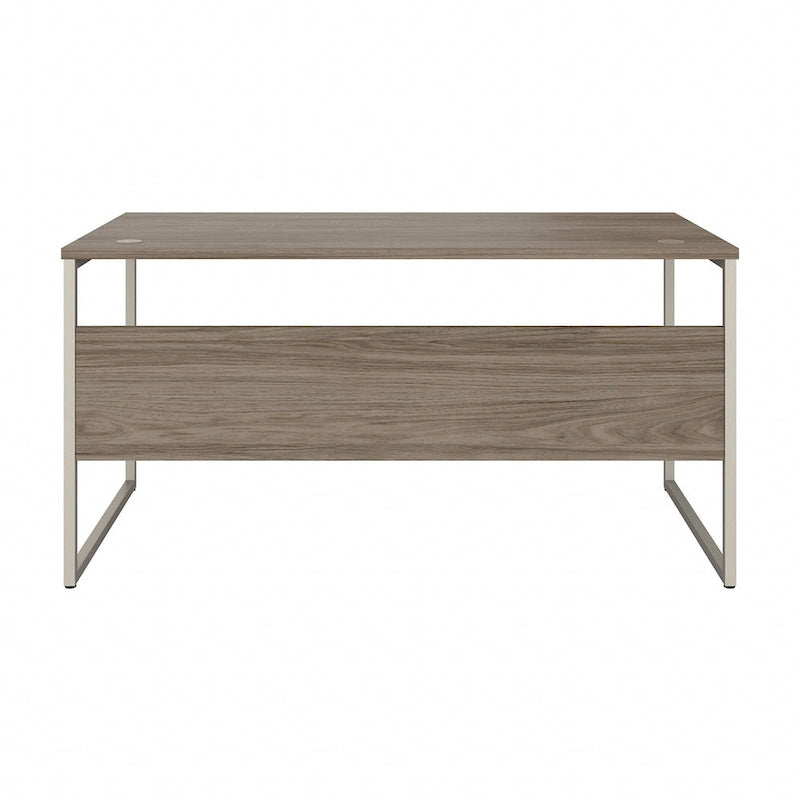 Bureau informatique de 60 po avec pattes en métal et gestion des câbles, hickory moderne / noyer noir / gris platine / gris orage / blanc