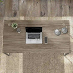 Bureau informatique de 60 po avec pattes en métal et gestion des câbles, hickory moderne / noyer noir / gris platine / gris orage / blanc
