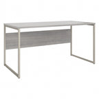 Bureau informatique de 60 po avec pattes en métal et gestion des câbles, hickory moderne / noyer noir / gris platine / gris orage / blanc