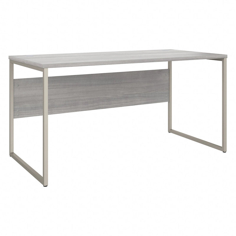 Bureau informatique de 60 po avec pattes en métal et gestion des câbles, hickory moderne / noyer noir / gris platine / gris orage / blanc