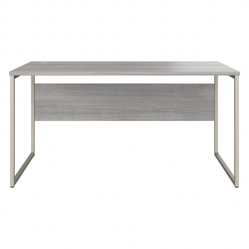 Bureau informatique de 60 po avec pattes en métal et gestion des câbles, hickory moderne / noyer noir / gris platine / gris orage / blanc