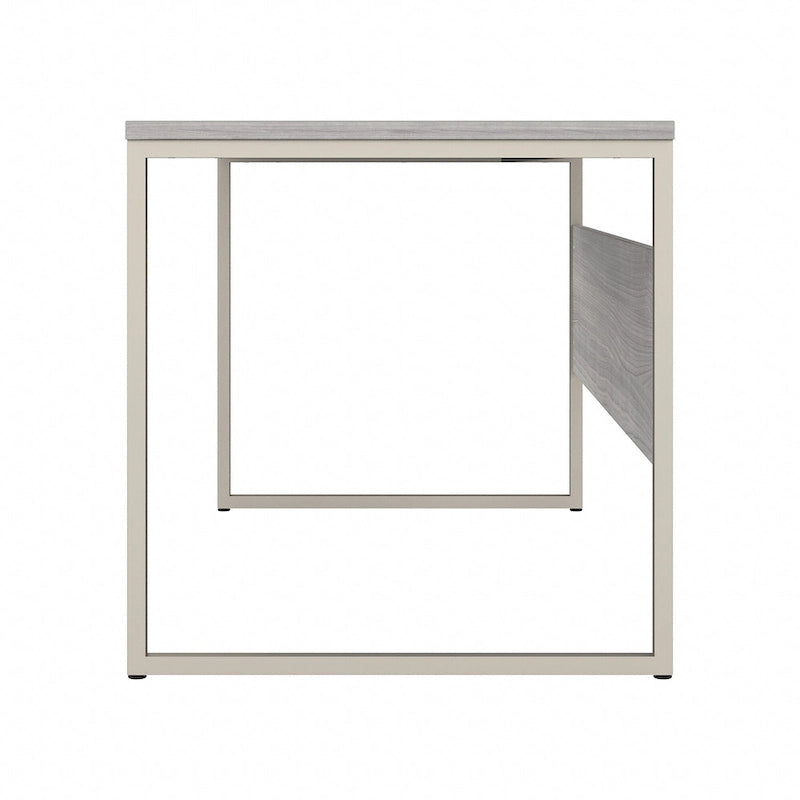 Bureau informatique de 60 po avec pattes en métal et gestion des câbles, hickory moderne / noyer noir / gris platine / gris orage / blanc