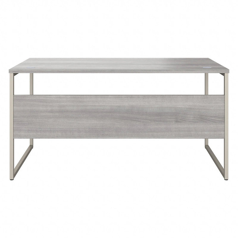 Bureau informatique de 60 po avec pattes en métal et gestion des câbles, hickory moderne / noyer noir / gris platine / gris orage / blanc