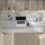 Bureau informatique de 60 po avec pattes en métal et gestion des câbles, hickory moderne / noyer noir / gris platine / gris orage / blanc