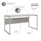 Bureau informatique de 60 po avec pattes en métal et gestion des câbles, hickory moderne / noyer noir / gris platine / gris orage / blanc