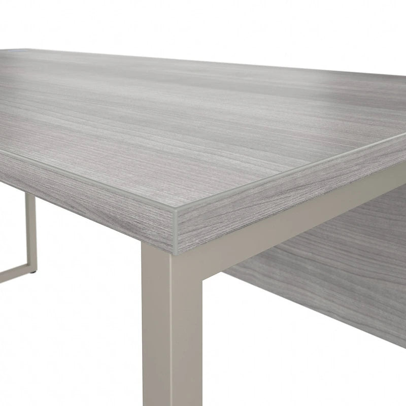 Bureau informatique de 60 po avec pattes en métal et gestion des câbles, hickory moderne / noyer noir / gris platine / gris orage / blanc