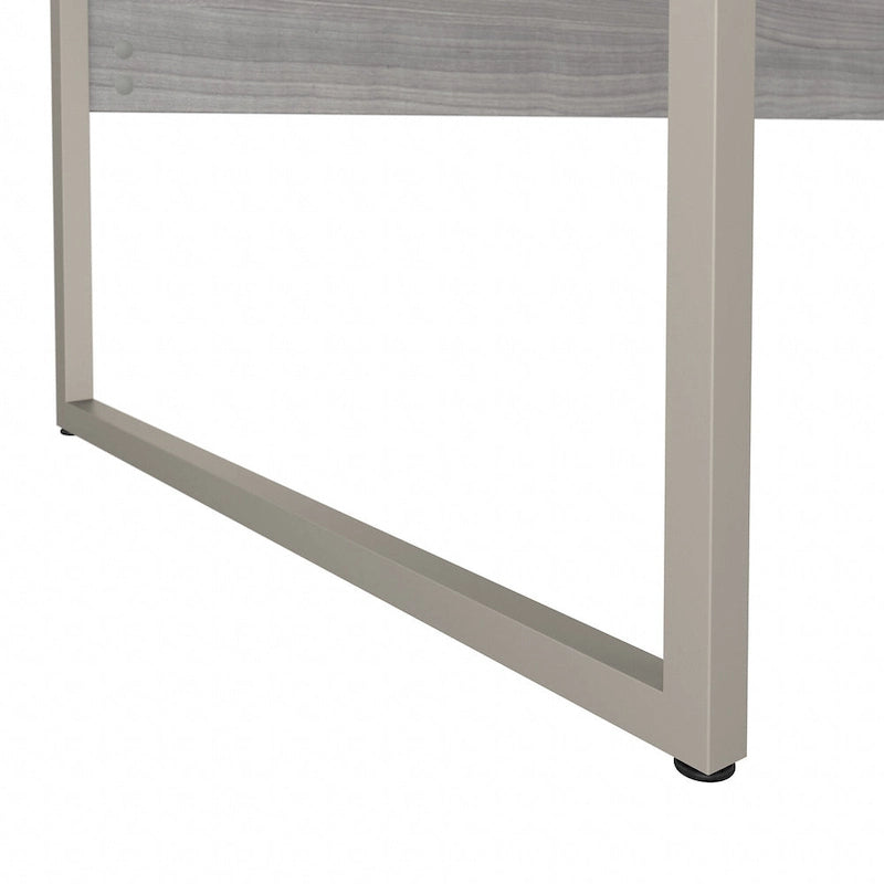 Bureau informatique de 60 po avec pattes en métal et gestion des câbles, hickory moderne / noyer noir / gris platine / gris orage / blanc