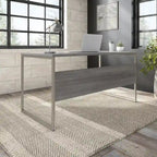 Bureau informatique de 60 po avec pattes en métal et gestion des câbles, hickory moderne / noyer noir / gris platine / gris orage / blanc