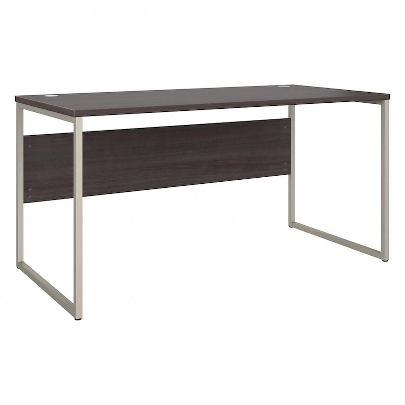 Bureau informatique de 60 po avec pattes en métal et gestion des câbles, hickory moderne / noyer noir / gris platine / gris orage / blanc