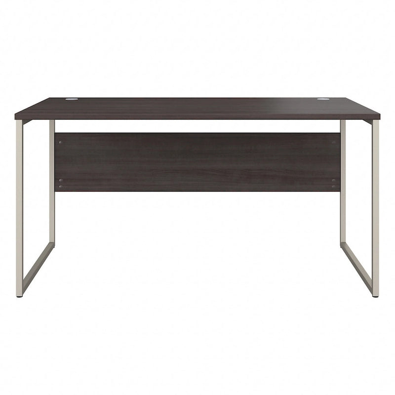 Bureau informatique de 60 po avec pattes en métal et gestion des câbles, hickory moderne / noyer noir / gris platine / gris orage / blanc