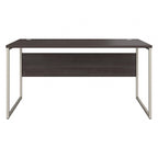Bureau informatique de 60 po avec pattes en métal et gestion des câbles, hickory moderne / noyer noir / gris platine / gris orage / blanc