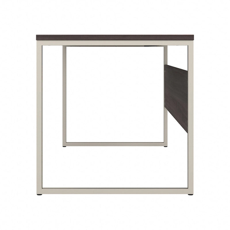 Bureau informatique de 60 po avec pattes en métal et gestion des câbles, hickory moderne / noyer noir / gris platine / gris orage / blanc
