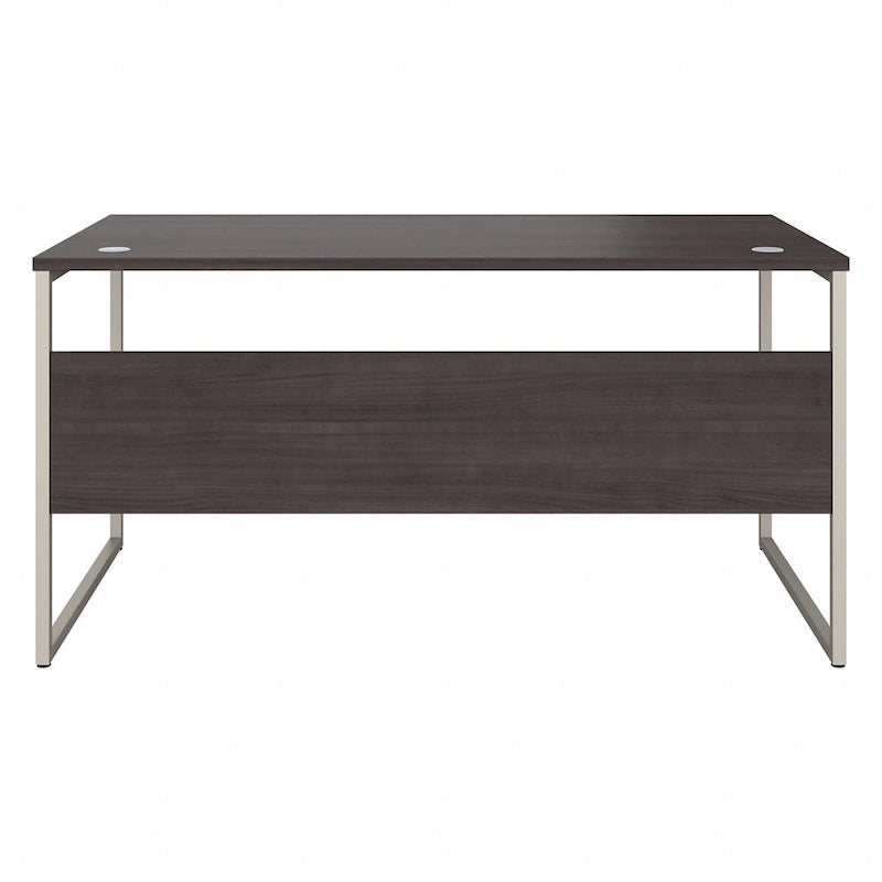 Bureau informatique de 60 po avec pattes en métal et gestion des câbles, hickory moderne / noyer noir / gris platine / gris orage / blanc
